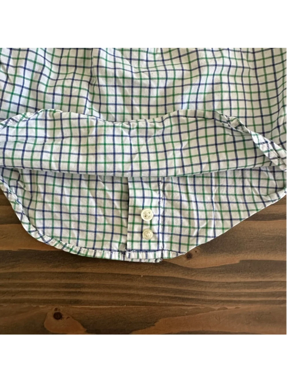 Ralph Lauren Baby Plaid Button Down Shirt 12M Blue Green Pony Logo